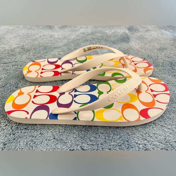 🌈Coach NWOT Rainbow Flip Flops - Picture 2 of 8